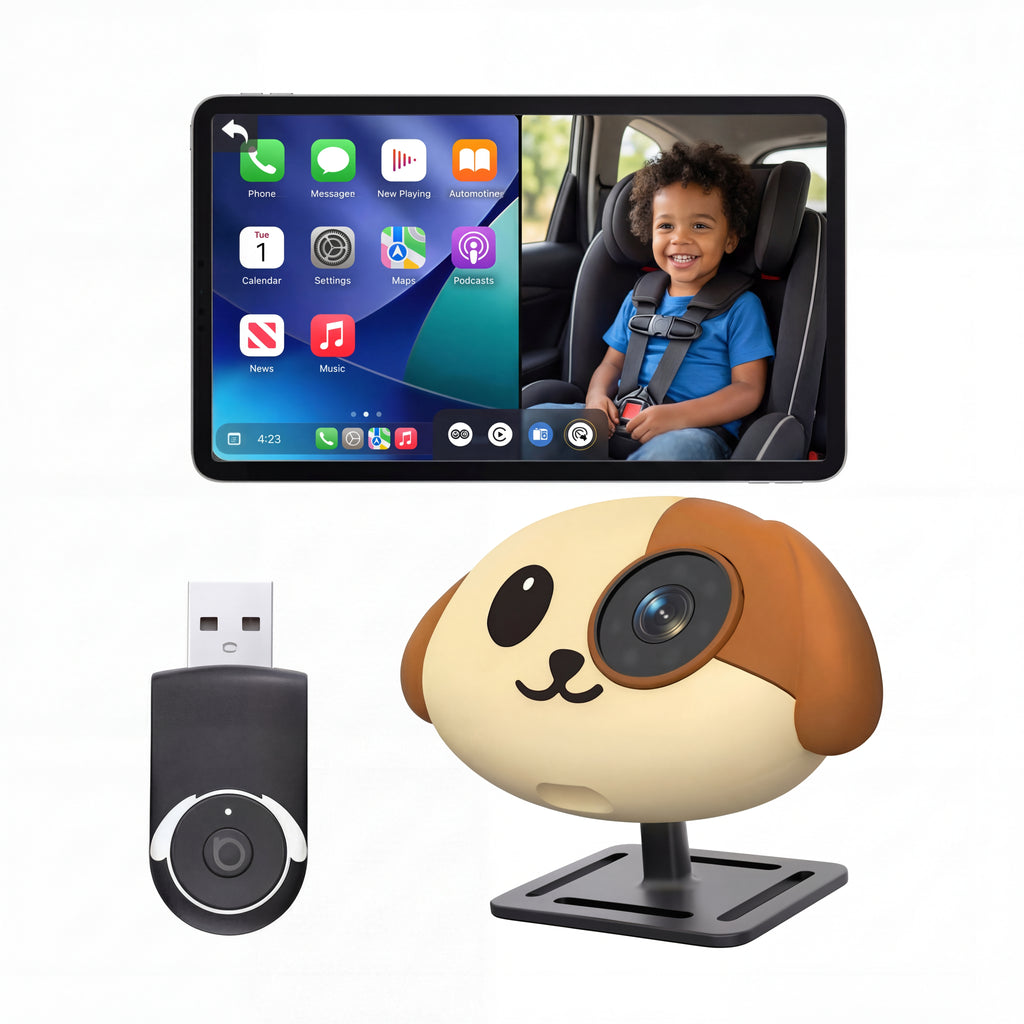 Wireless CarPlay Baby Monitor with Rear Camera, 1080P HD, 150° Wide Angle, Night Vision, for Kids & Pets
